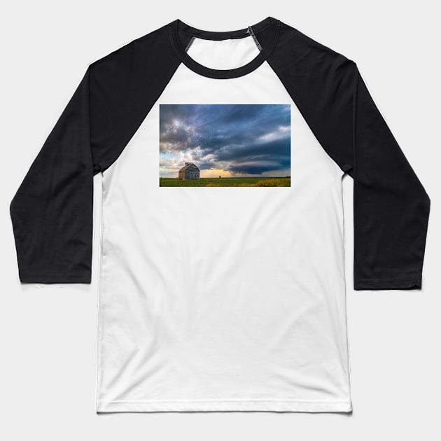 Beautiful Old Barn Pictures - Storm Approaching Baseball T-Shirt by 3QuartersToday